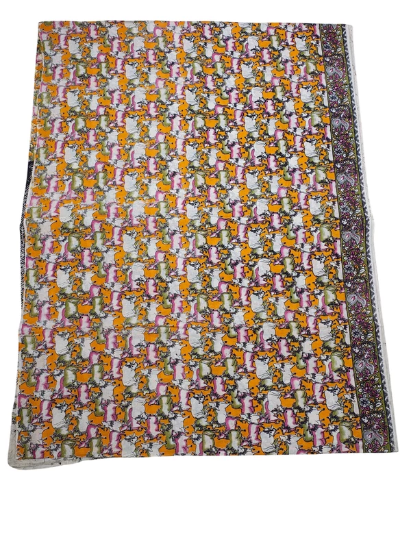 Mustard Kalamkari Cotton Saree with Unstitched Blouse
