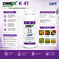 OMEX K41 – High-Potassium Foliar Fertilizer (N 3% + K₂O 41% + MgO 2.5% + S 7.3%) | Vetrivel Agro Services