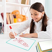 A4 Double Sided Magnetic Erasable MDF Plain Whiteboard With Cyan Border