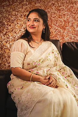 Ivory white pure Organza saree