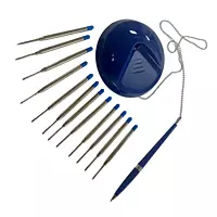Blue Reception Desk Pen with 12 Blue Medium Point Ballpoint Pen Refills