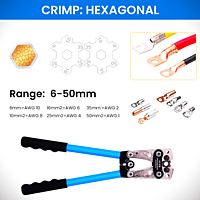 Battery Cable Lug Crimping Tool for AWG 10-1 Copper Wire Lugs with 60 Pcs 8 Sizes
