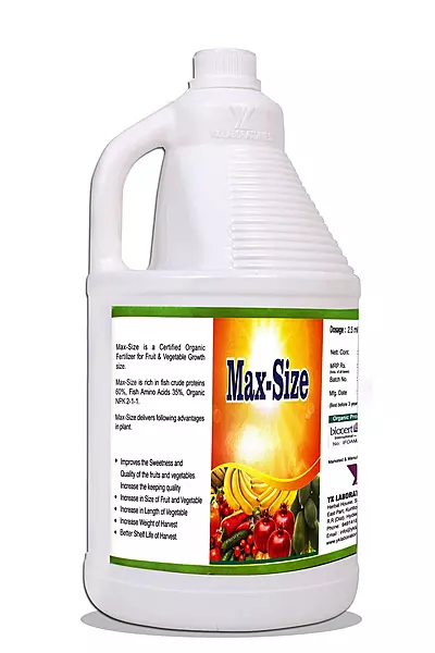 Max Size Certified Organic Fertilizer For Fruits & Vegetables Size Growth - 5 Litre, Liquid