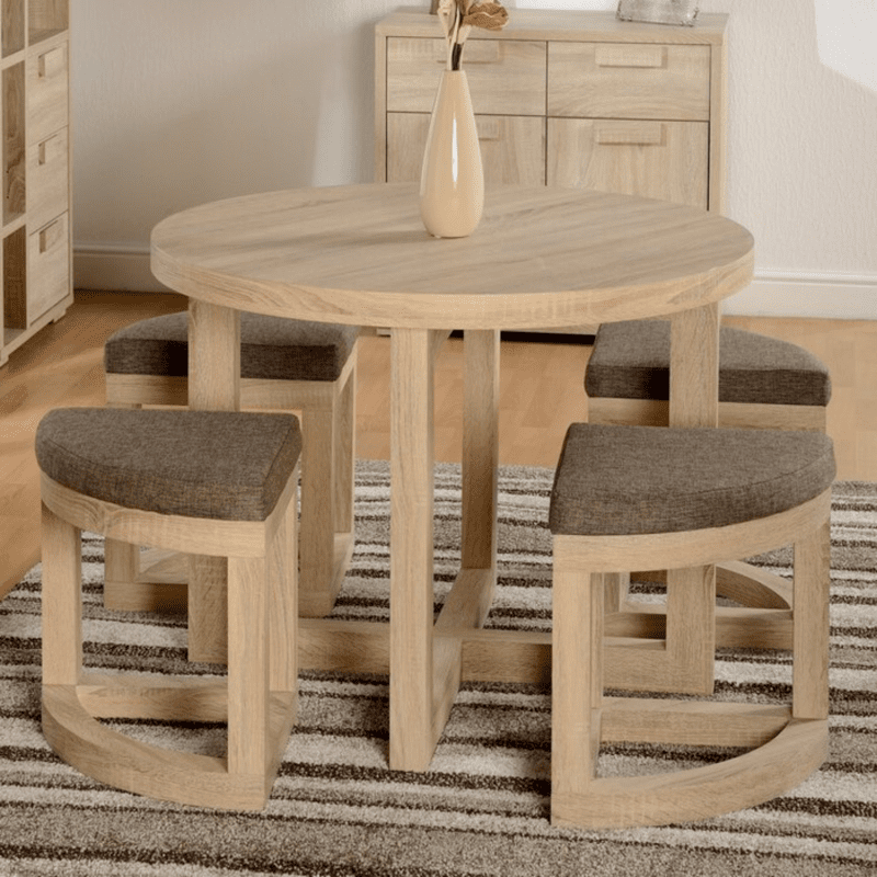 Woodenlia Almiya Round Shape 4 Seater Dining set Woodenlia Almiya Round Shape 4 Seater Dining set