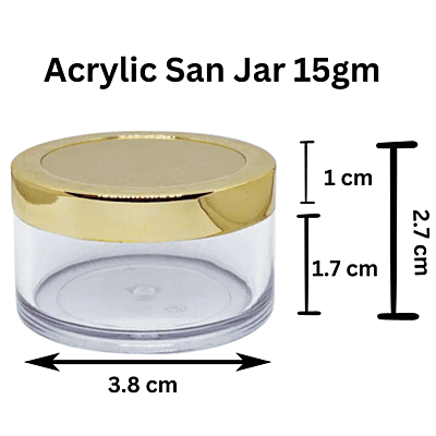 Acrylic San Jar + White Inner + GOLDEN Cap - 15g Acrylic San Jar + White Inner + GOLDEN Cap - 15g
