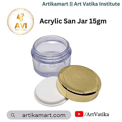 Acrylic San Jar + White Inner + GOLDEN Cap - 15g Acrylic San Jar + White Inner + GOLDEN Cap - 15g