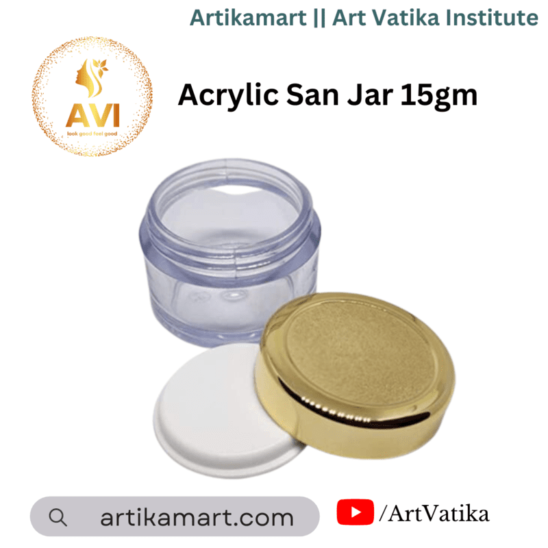 Acrylic San Jar + White Inner + GOLDEN Cap  - 15g