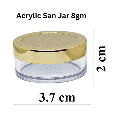 Acrylic San Jar + White Inner + GOLDEN Cap - 8g Acrylic San Jar + White Inner + GOLDEN Cap - 8g