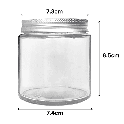 250 ml J6 Glass Jar + SILVER Aluminium Cap 250 ml J6 Glass Jar + SILVER Aluminium Cap