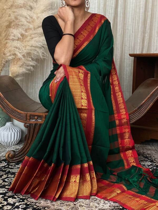 Stunning Zari Border Narayanpet Pattu Cotton Sarees