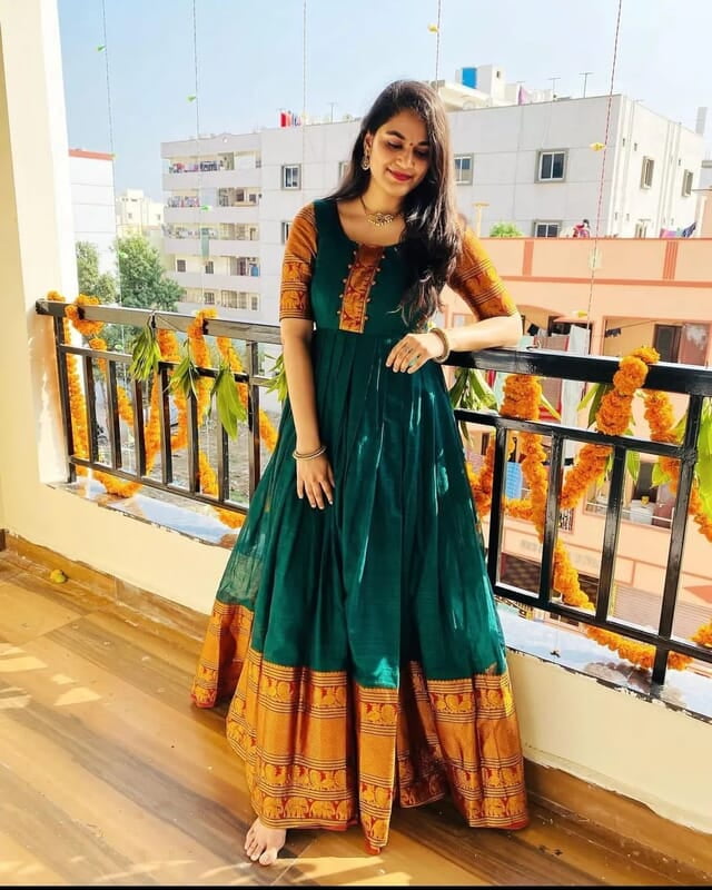 Narayanpet long gown material - Shades of Violet