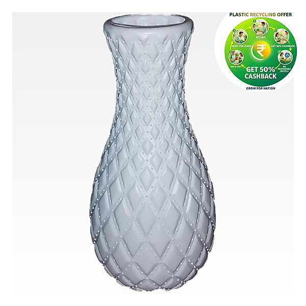 Jasper Vase | White Decorative Plastic Planter | 8.75 Inch