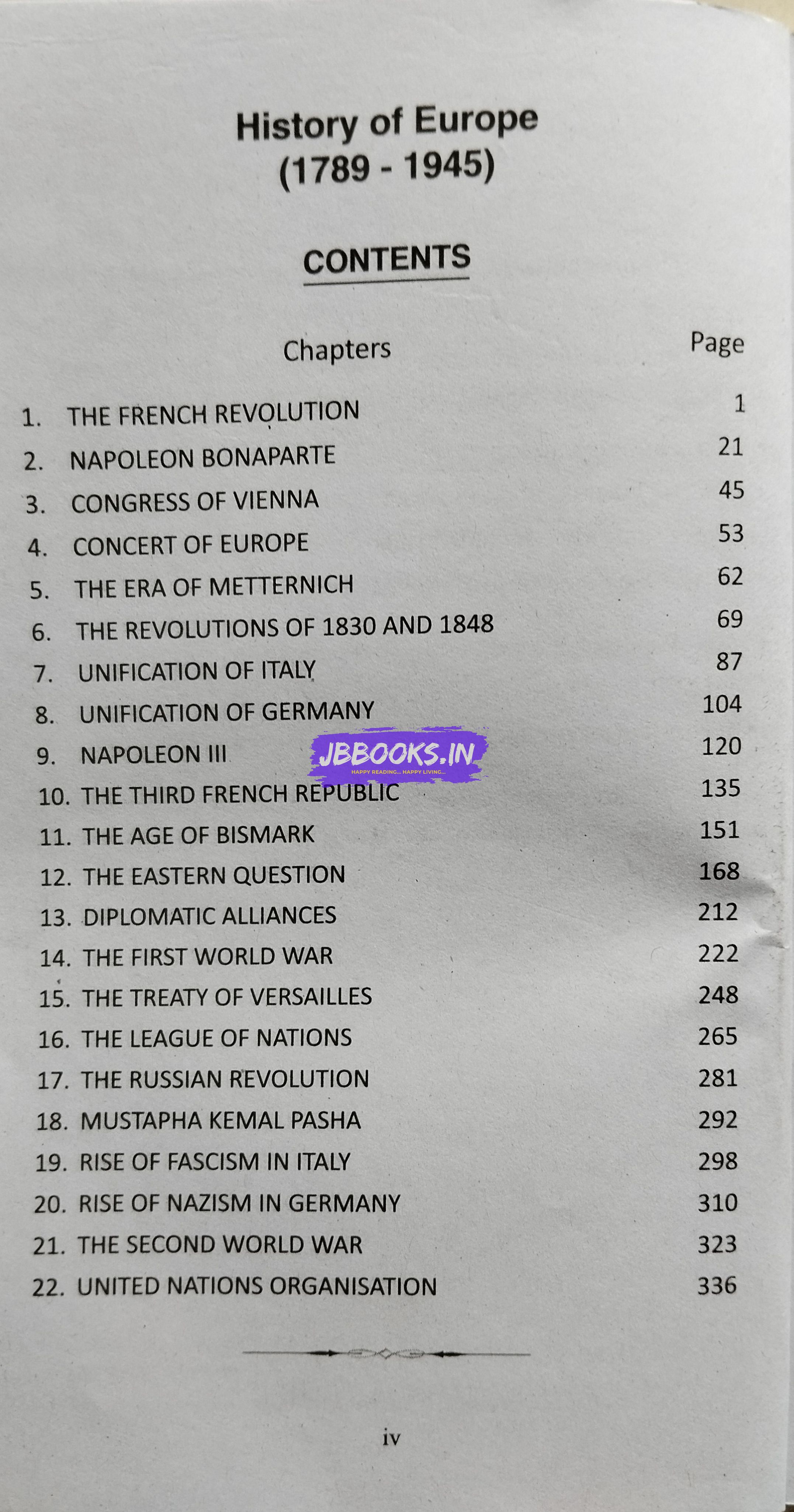 JD History Of Europe 1789 To1945
