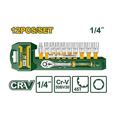 JADEVER 12 Pcs 1/4" Socket Set JDST4212 JADEVER 12 Pcs 1/4" Socket Set JDST4212