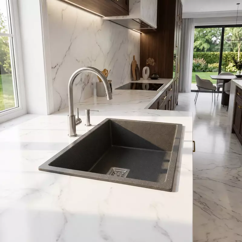 Quartz Edge Single Bowl Sink (Galaxy Stone)