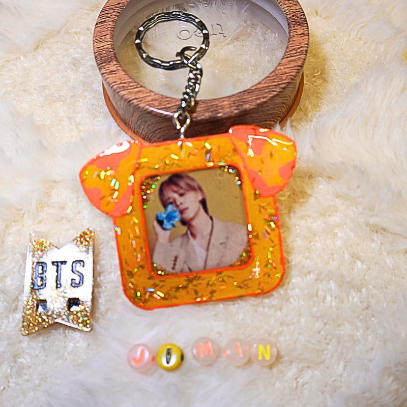 JIMIN BTS FLOPPY EARS DOG PHOTO FRAME KEYCHAIN