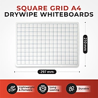 Pack of 12 Square Grid A4 Drywipe Whiteboards