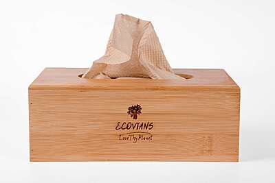 Bamboo Wooden Tissue Paper Holder Box, Stylish Wood Holder for Facial Tissues - Eco-Friendly Decor for Home and Office