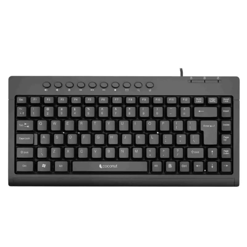 K20 Mini Wired Keyboard – Compact design with multimedia keys for easy access. Perfect for tight spaces, it offers a comfortable typing experience and responsive keys for efficient use.