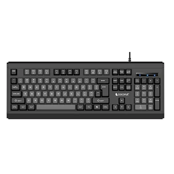 Coconut Steel-K27 USB Keyboard (Black Grey, Sleek & Durable, Modern Design, Responsive Keys, USB Connectivity, Perfect for Home & Office, 1 Year Warranty)
