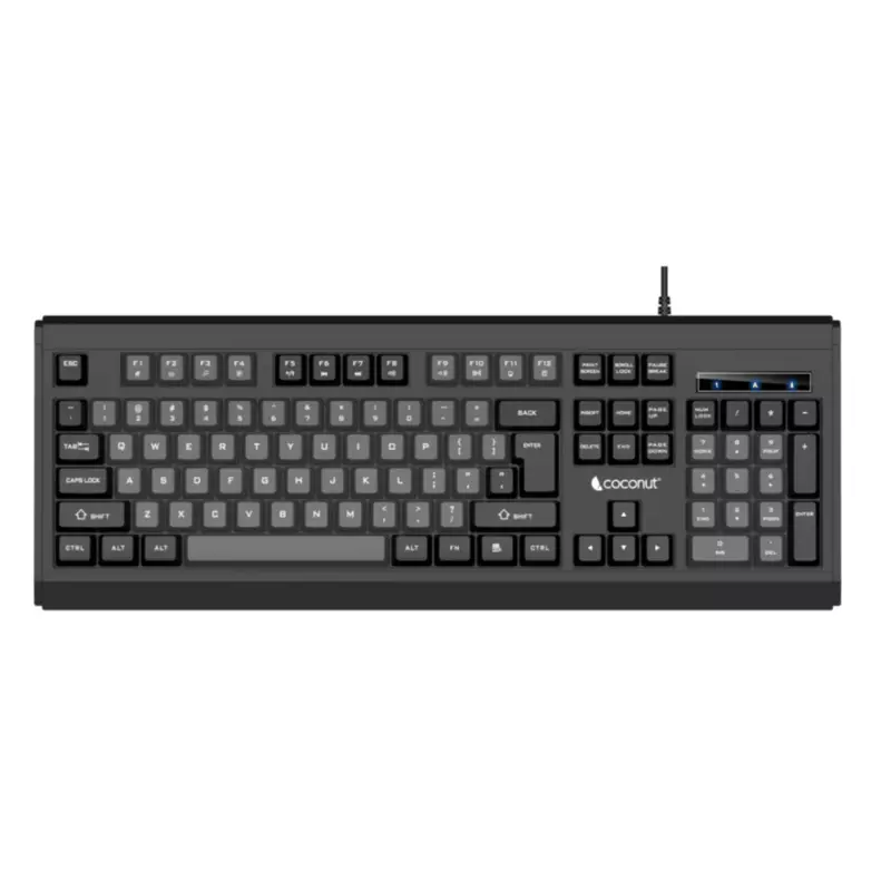 Coconut Steel-K27 USB Keyboard (Black Grey, Sleek & Durable, Modern Design, Responsive Keys, USB Connectivity, Perfect for Home & Office, 1 Year Warranty)