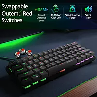 K21 Virgo Mini Mechanical Keyboard – Features Red Outemu Switches for smooth, linear keystrokes. Compact design, RGB backlighting, and customizable keys make it perfect for gaming and typing.