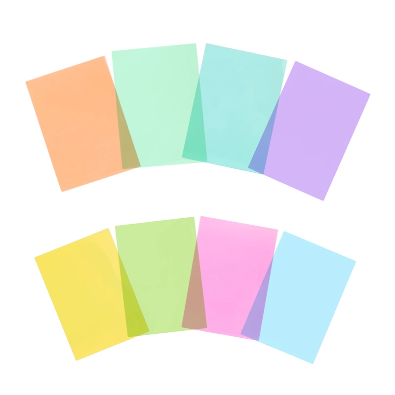 Pack of 8 A4 Plain Assorted Coloured Dyslexia Overlay Reading Sheets â€“ PET Material, Rounded Corners