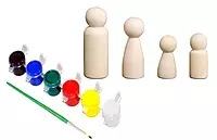 Channapatna Unfinished Wooden Peg Doll Family Set