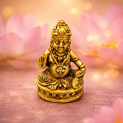 Brass Kubera Idol | Lord Kubera Statue for Home Pooja Room & Temple Décor