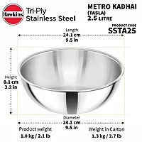 HAWKINS SS TRI PLY METRO KADAI 2.5L SSTA25