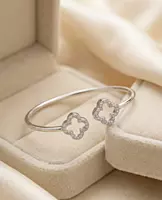 925 Silver Infinite Luck Clover Cuff Bangle