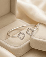 925 Silver Infinite Luck Clover Cuff Bangle
