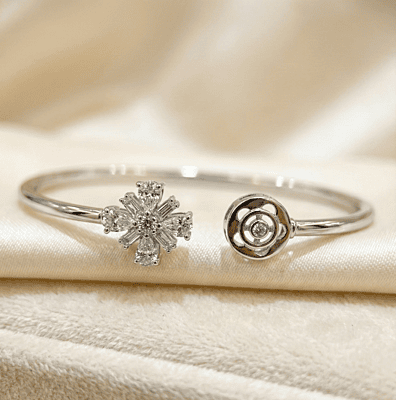 925 Silver Radiant Bloom Cuff Bangle
