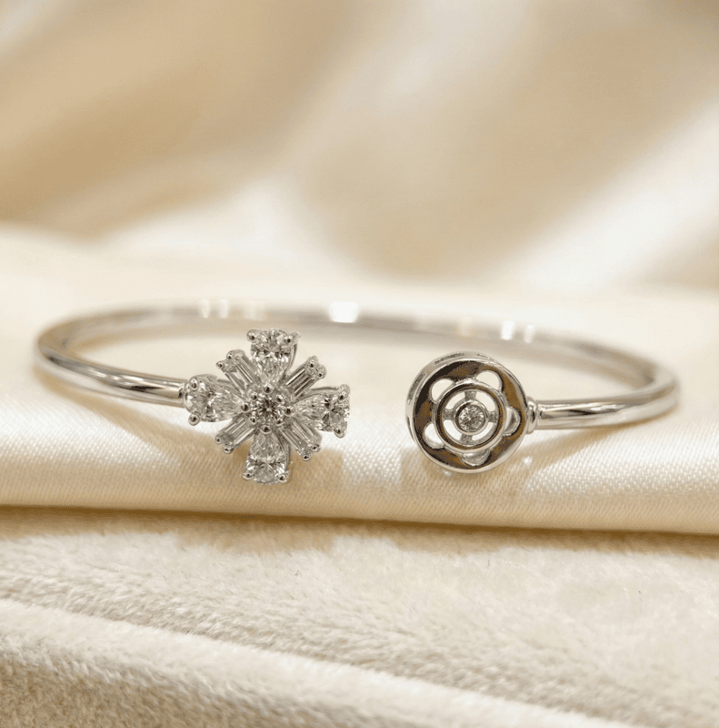 925 Silver Radiant Bloom Cuff Bangle