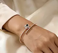 925 Silver Onyx Prism Rose Gold Bangle