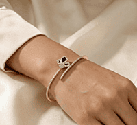 925 Silver Onyx Prism Rose Gold Bangle