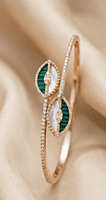 925 Silver Verdant Leaf Rose Gold Bangle