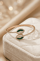 925 Silver Verdant Leaf Rose Gold Bangle