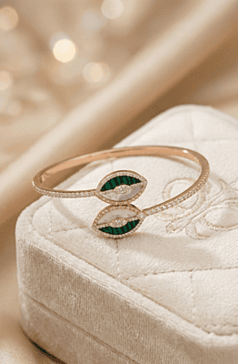 925 Silver Verdant Leaf Rose Gold Bangle