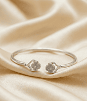 925 Silver Sparkling Clover Cuff Bangle