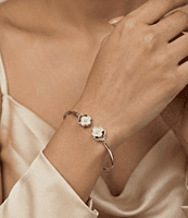 925 Silver Sparkling Clover Cuff Bangle