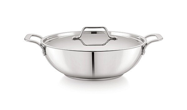Sonu Quantum Series Stainless Steel Kadhai with Lid, Mirror Finish,
