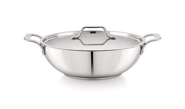 Sonu Quantum Series Stainless Steel Kadhai with Lid, Mirror Finish,