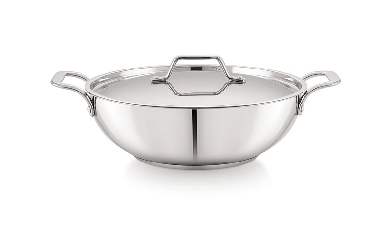 Sonu Quantum Series Stainless Steel Kadhai with Lid, Mirror Finish,