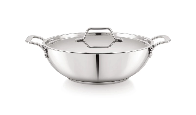Sonu Quantum Series Stainless Steel Kadhai with Lid, Mirror Finish,
