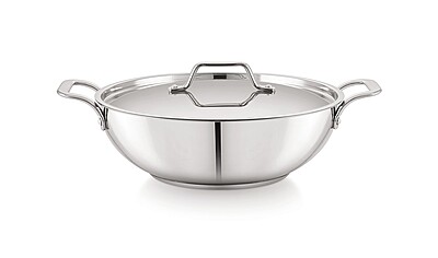 Sonu Quantum Series Stainless Steel Kadhai with Lid, Mirror Finish,