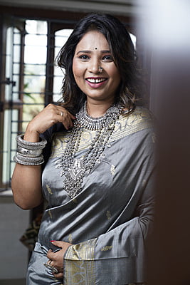 Kadombori  grey color pure katan silk Baluchari saree