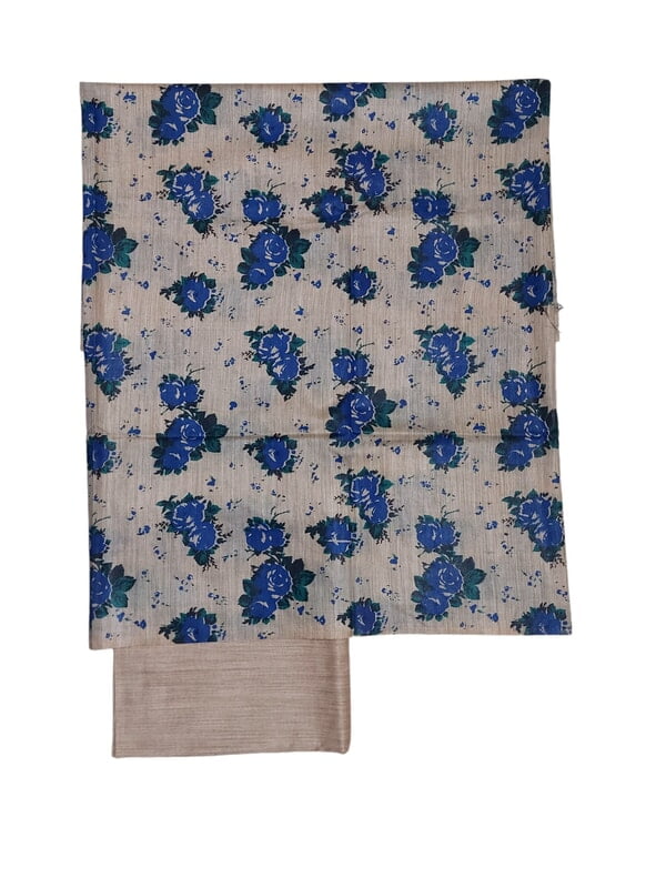 Blue & Green Kalamkari Unstitched Salwar Suit Dress Material with Dupatta