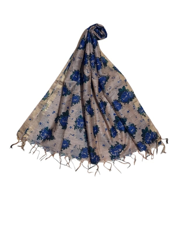 Blue & Green Kalamkari Unstitched Salwar Suit Dress Material with Dupatta