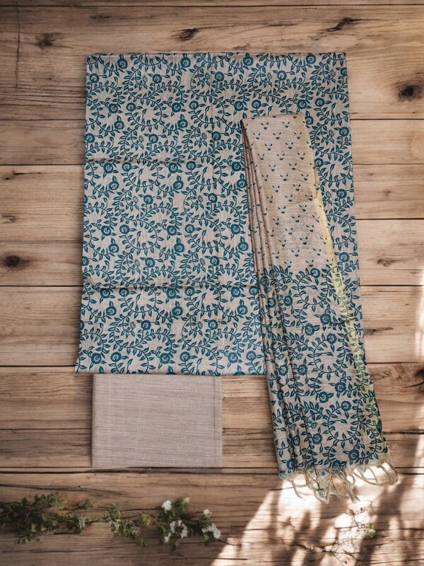 Feroza kalamkari Unstitched Salwar Suit Dress Material with Dupatta for Women